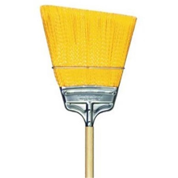 Gordon Brush Milwaukee Dustless Brush 437310 Yellow Flagged Polypropylene Angled; Large Flare; Wood Handle; Upright Broom; Case Of 12 437310